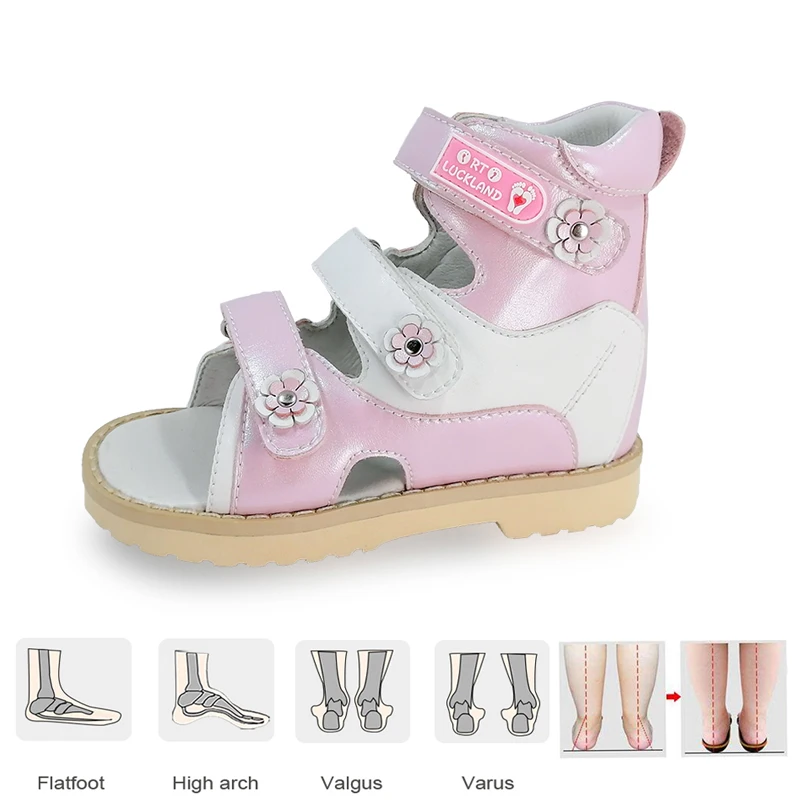 Ortoluckland-Sandalias ortopédicas para bebé y niña, zapatos de piel rosa para caminar, talla 20 a 36, 2022
