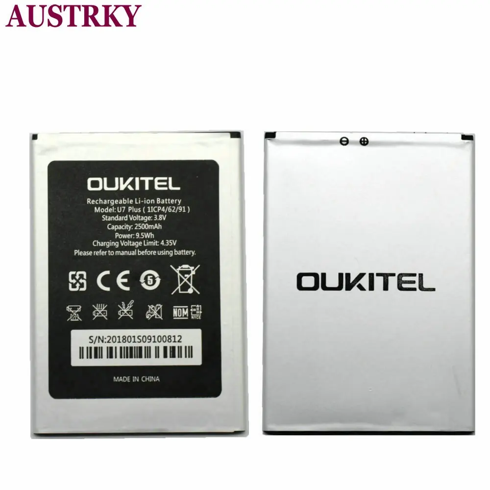 Новый аккумулятор Oukitel U7 Plus 100% оригинальный литий-ионный 2500 мАч замена для