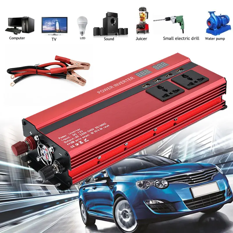 Vehemo DC12V к AC220V 1200 Вт пиковый автомобильный инвертор солнечный светодиодный