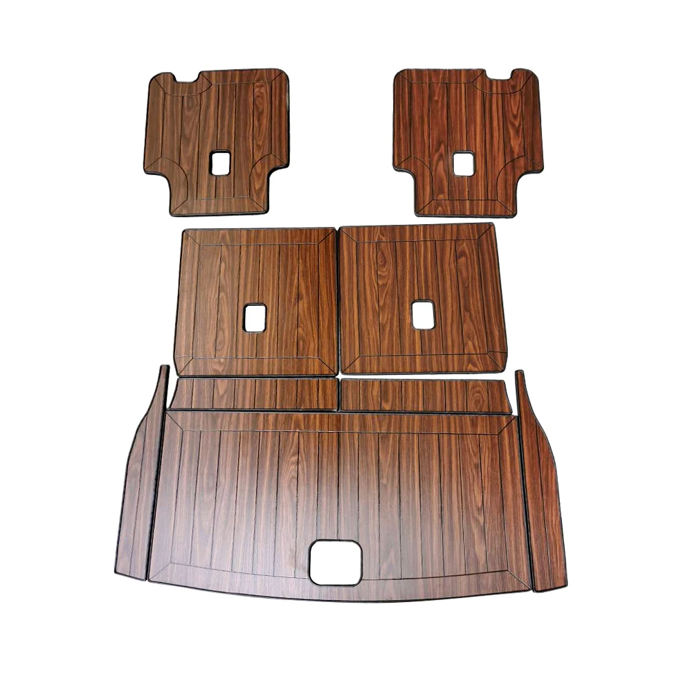 

For Lincoln Aviator 2019-2021 Car Accessories Rear Trunk Mats Cargo Liner Set Synthetic Wood Tray Wooden Pad Boot Mat Carpets