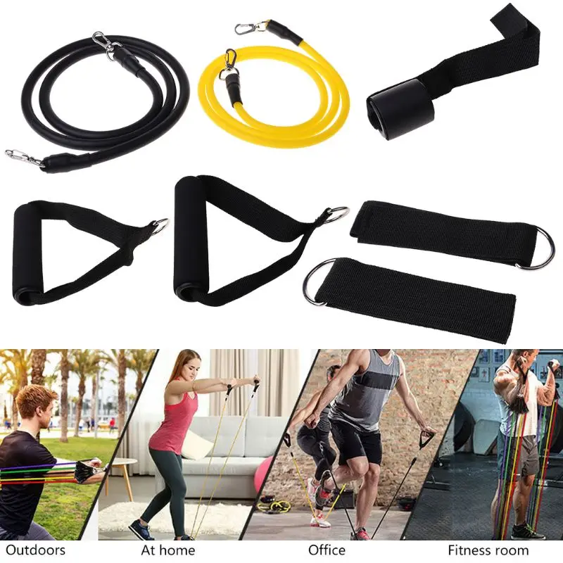 

8Pcs Resistance Band Set 2 Stackable Exercise Bands (10lb,30lb) with Ankle Strap