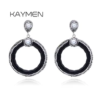 kaymen bohemian snake skin inlaid rhinestones round fashion earrings statement earrings drop earrings for girls ea 03335