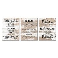 3 pieces canvas posters and prints bedroom words and sentences on wooden board print home decor poster for room decoration