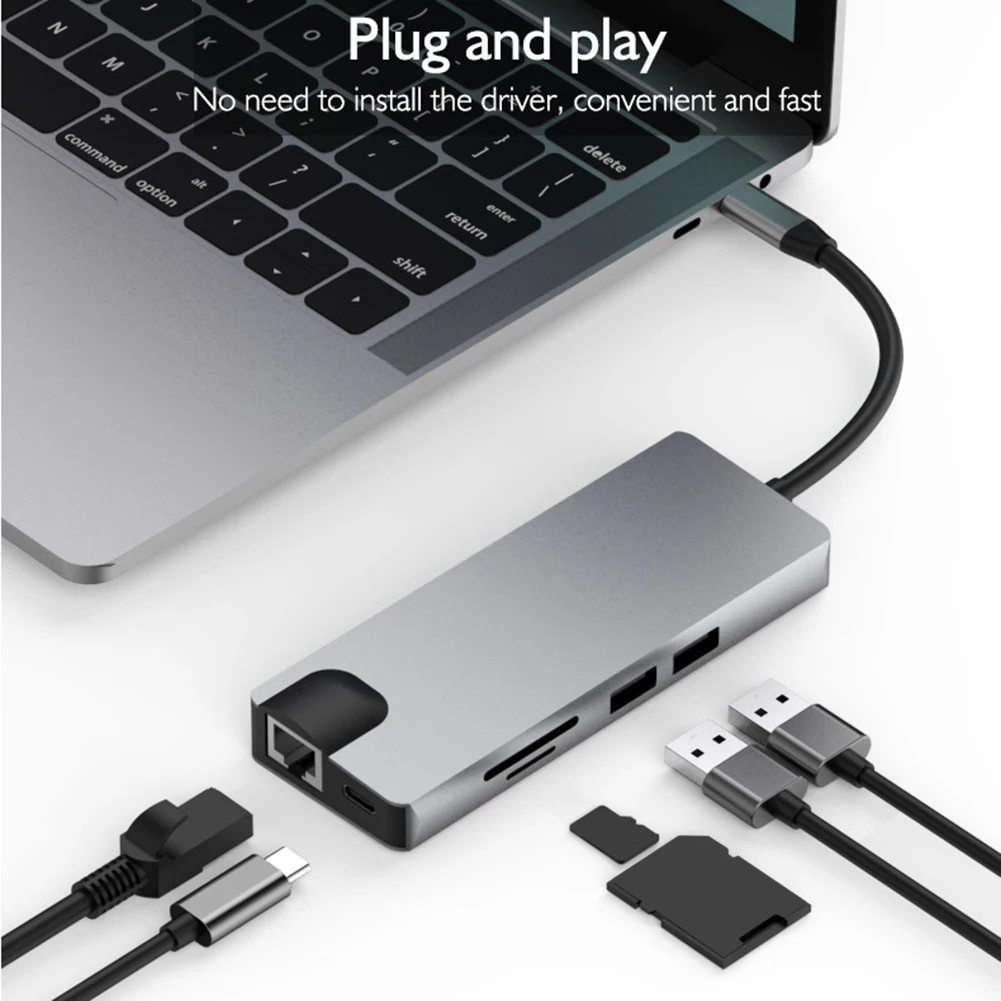 Тип USB C док-станция 3 0 Type-C концентратор HDMI адаптер 4K Thunderbolt 5 с TF Card Reader слот PD для
