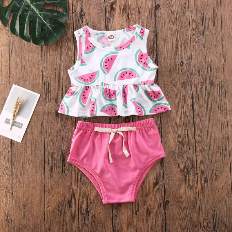 

Floral Fruit Newborn Girl 2pcs Summer Clothes Tops Dress Shorts Pants Outfits