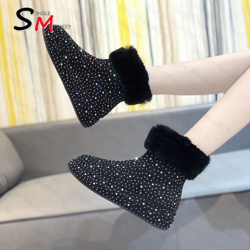 

Ботильоны женские из искусственной замши, на меху, Нескользящие, на плоской подошве