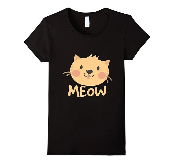 

Cute Cartoon Cat Women's T-Shirt Pet Lover Meow Kitten Tee