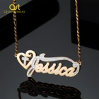 Индивидуальное ожерелье с именем в форме сердца, позолоченная двухцветная цепочка с именем в 18 карат, кулон для женщин, ювелирные изделия из нержавеющей стали, подарок