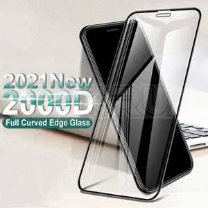 2000d curved protective glass for iphone 6 6s 7 8 plus se screen protector on iphone x xr xs 11 12 pro max tempered glass case free global shipping