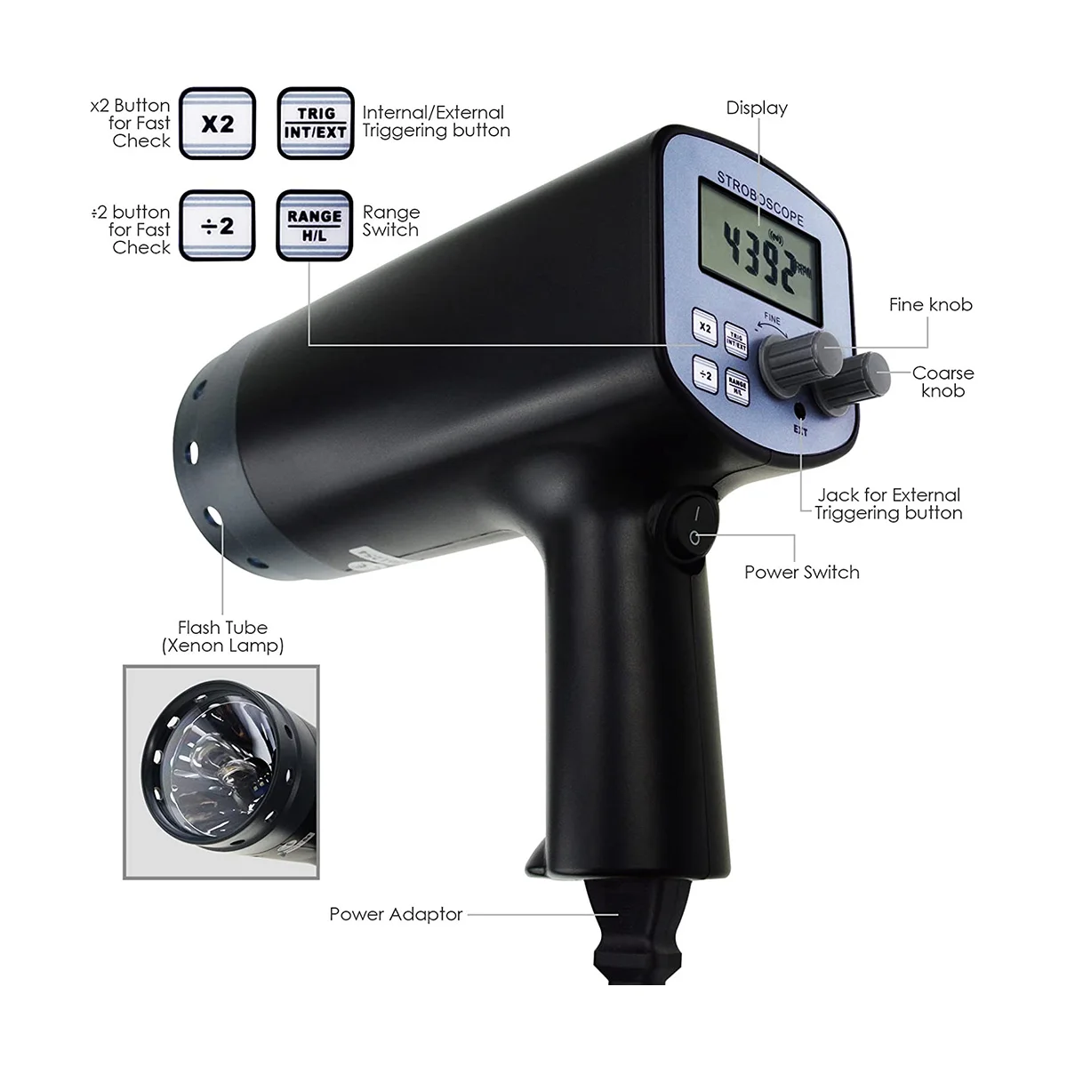 Точный Цифровой ручной стробоскоп landtek с широким диапазоном измерения 12000FPM для