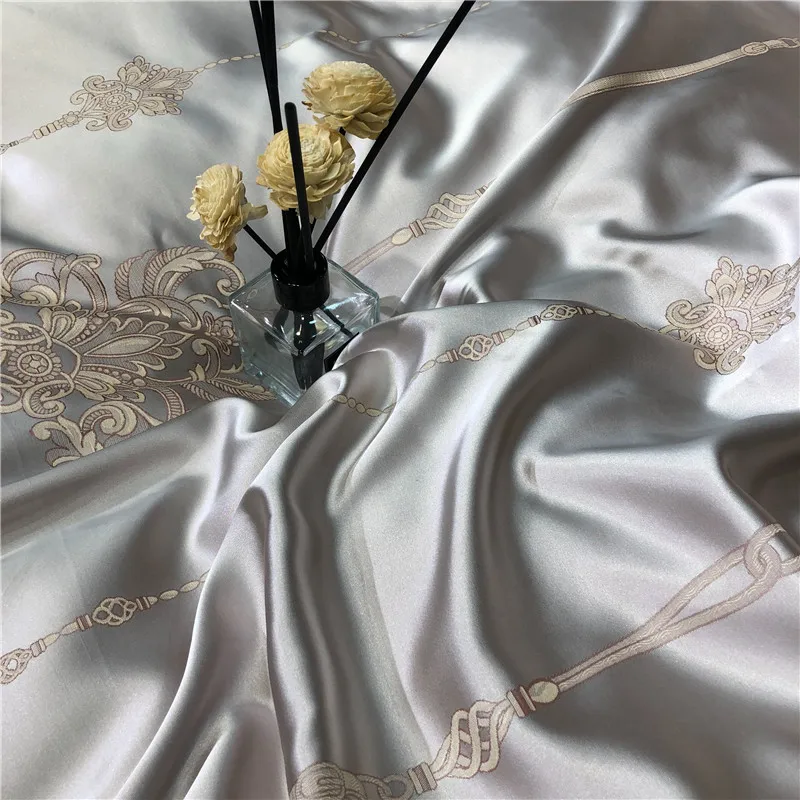 Роскошный Серебристый жаккардовый Комплект постельного белья 2019 размер queen/king