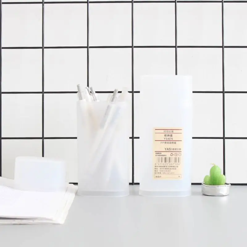 

Новинка 2021, настольный Полупрозрачный контейнер для хранения с крышкой для канцелярских принадлежностей и школы