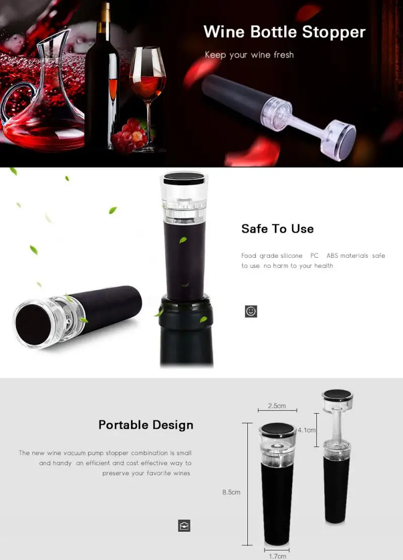 

2/1Pcs Portable Vacuum Bottle Stopper Red Wine Bottle Stopper Champagne Bottle Stopper Sealing Bottle Stopper Mini Durable Cork