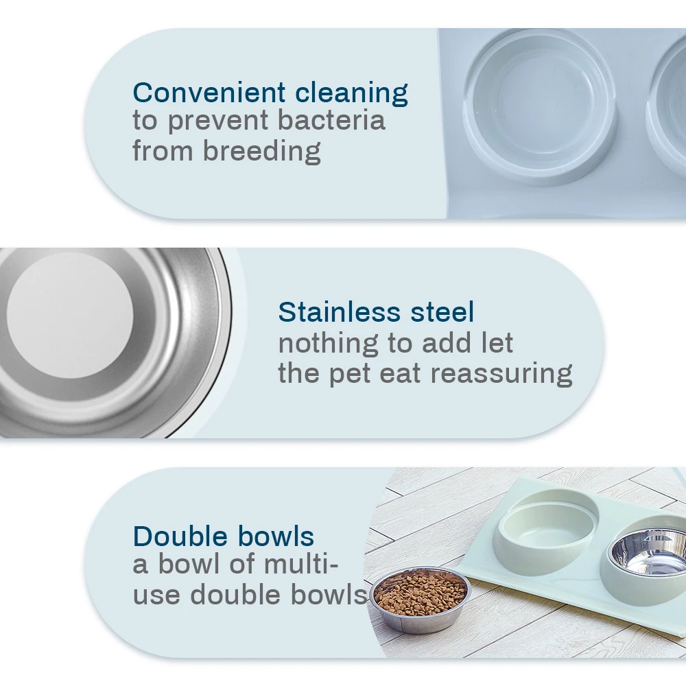 Двойная пластиковая кормушка для домашних животных из нержавеющей стали миска