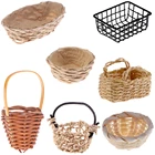 Мини 1:12 милый кукольный домик из ротанга с железной рамой ручной работы корзина для хранения овощей и продуктов питания куклы миниатюрное украшение