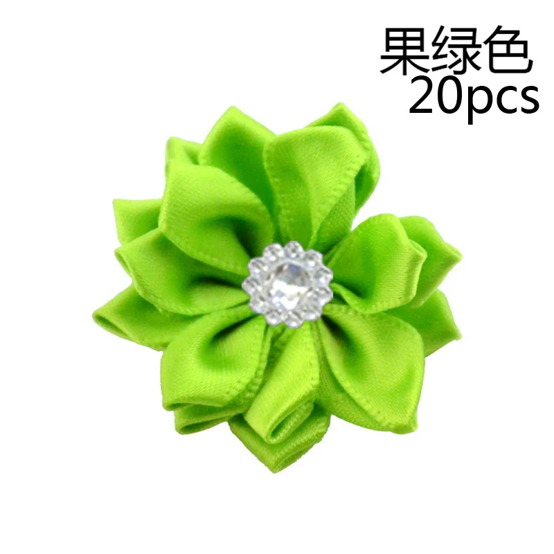 Fruit Green 20 шт розовые/белые маленькие атласные Стразы ручной работы, тканевые цветы для рукоделия, свадебной вечеринки, Аппликации, аксессуары для одежды - Цвет: Fruit Green