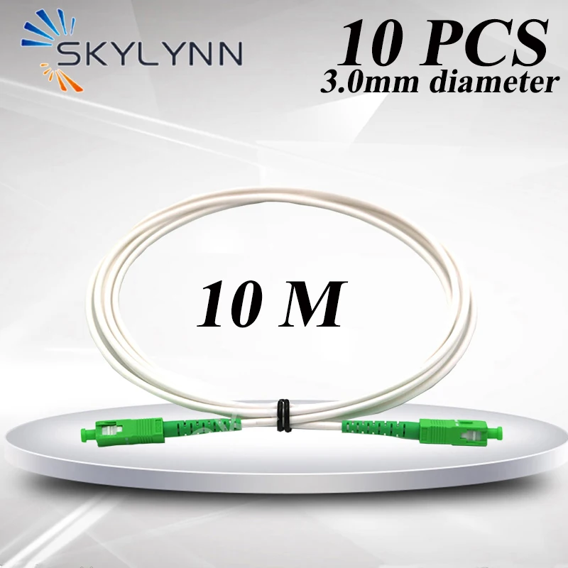 100% Test 10 PCS 10 Meter Length SC/APC SM G657A2/G657B3 SX Core 3.0mm Fiber Optic Patch Cord With Milky White LSZH Jacket