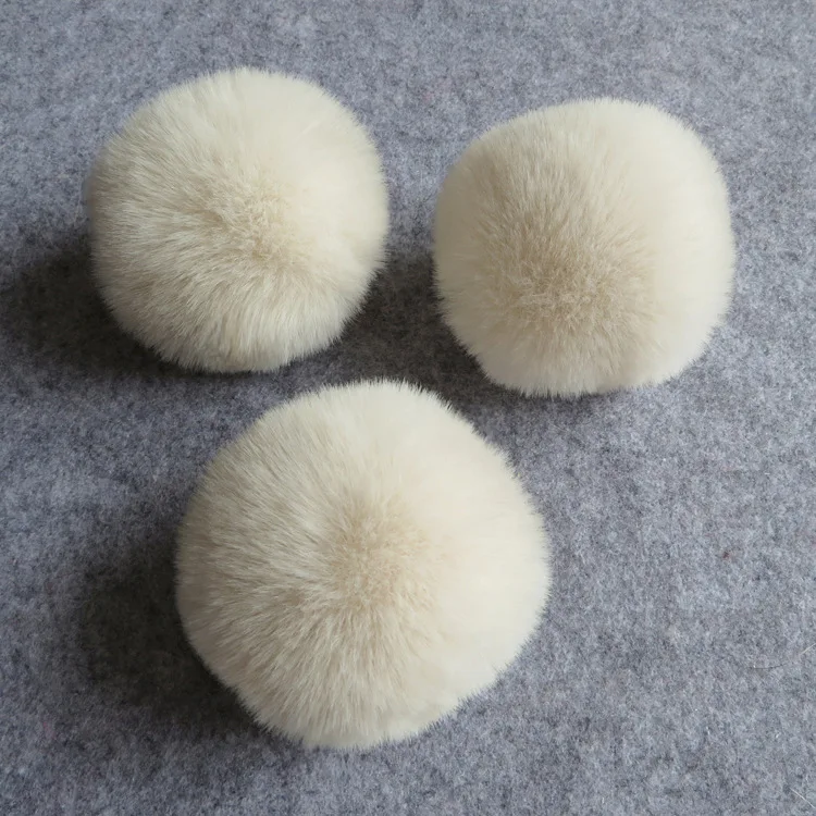 Beige 6 см Рекс кролик меховой шар Прекрасный пушистый стоф помпон женская сумка брелок повязка игрушки DIY Аксессуары Ювелирные изделия большие мягкие пушистые Помпоны - Цвет: Beige