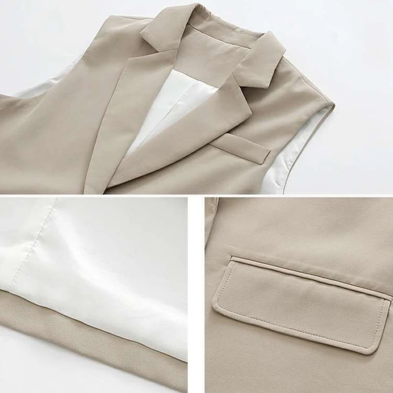 

Vests Women Solid Pockets Sleeveless Chic Loose Korean Button Single-breasted All-Match Fashion Vintage Long Ladies Female BF