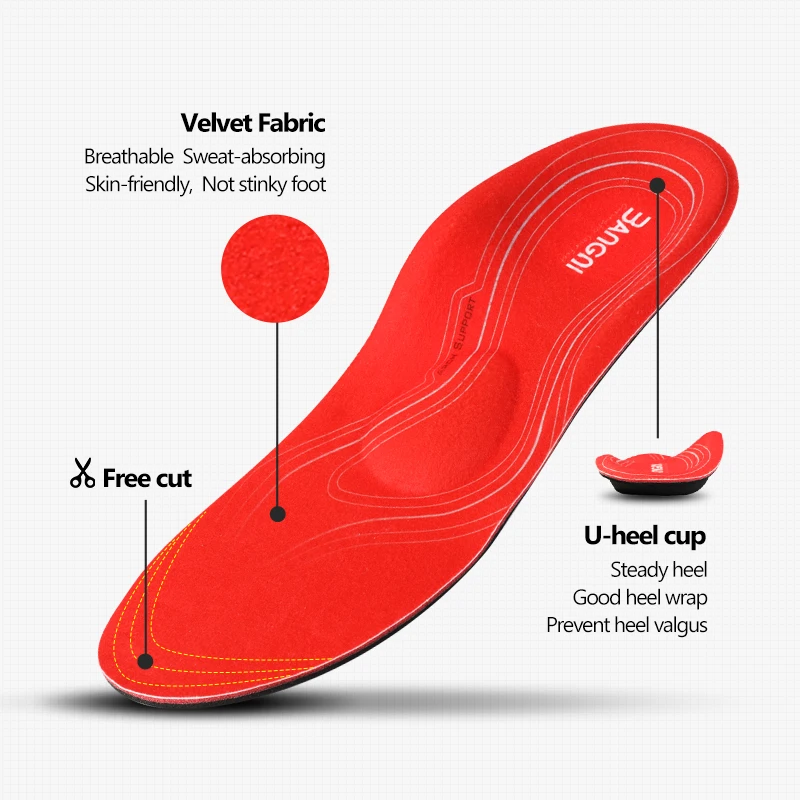 BANGNI Orthopedic Insoles for Severe Moderate Flat Feet Orthotic Arch Support Heel Pain Plantar Fasciitis Shoes Pad Men Women