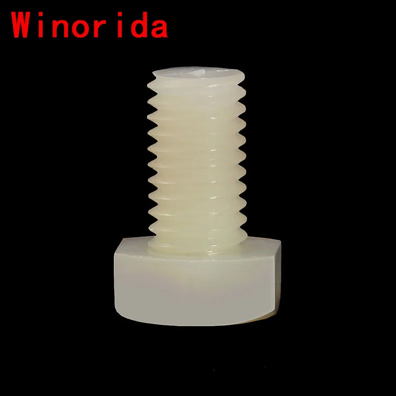 

Нейлоновый верхний слой болт с шестигранной головкой белый Пластик Винты M3 M4 M5 M6 M8 M10 M12 PA66 20 шт.