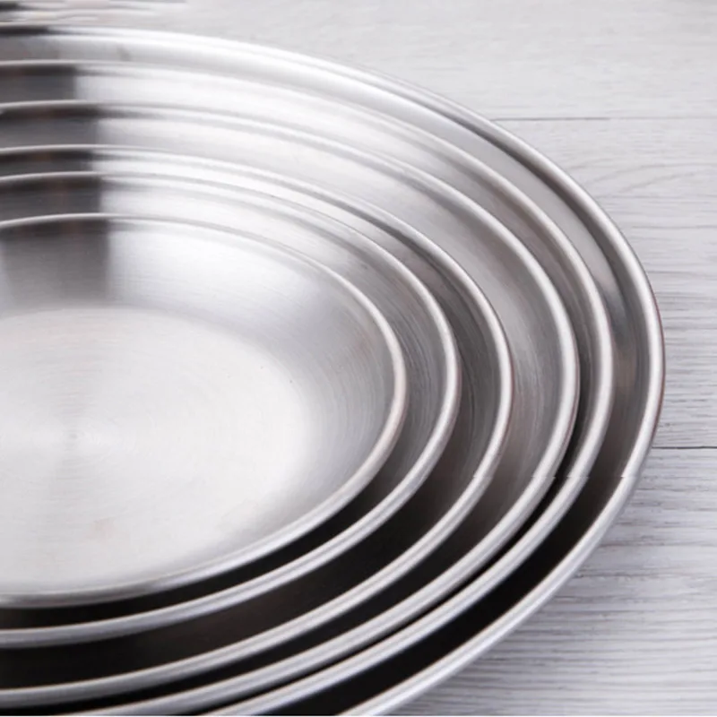 Туристическая обеденная тарелка из нержавеющей стали прочная посуда для пикника