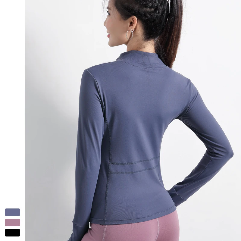 Осенняя спортивная куртка женская рубашка с длинным рукавом и молнией для