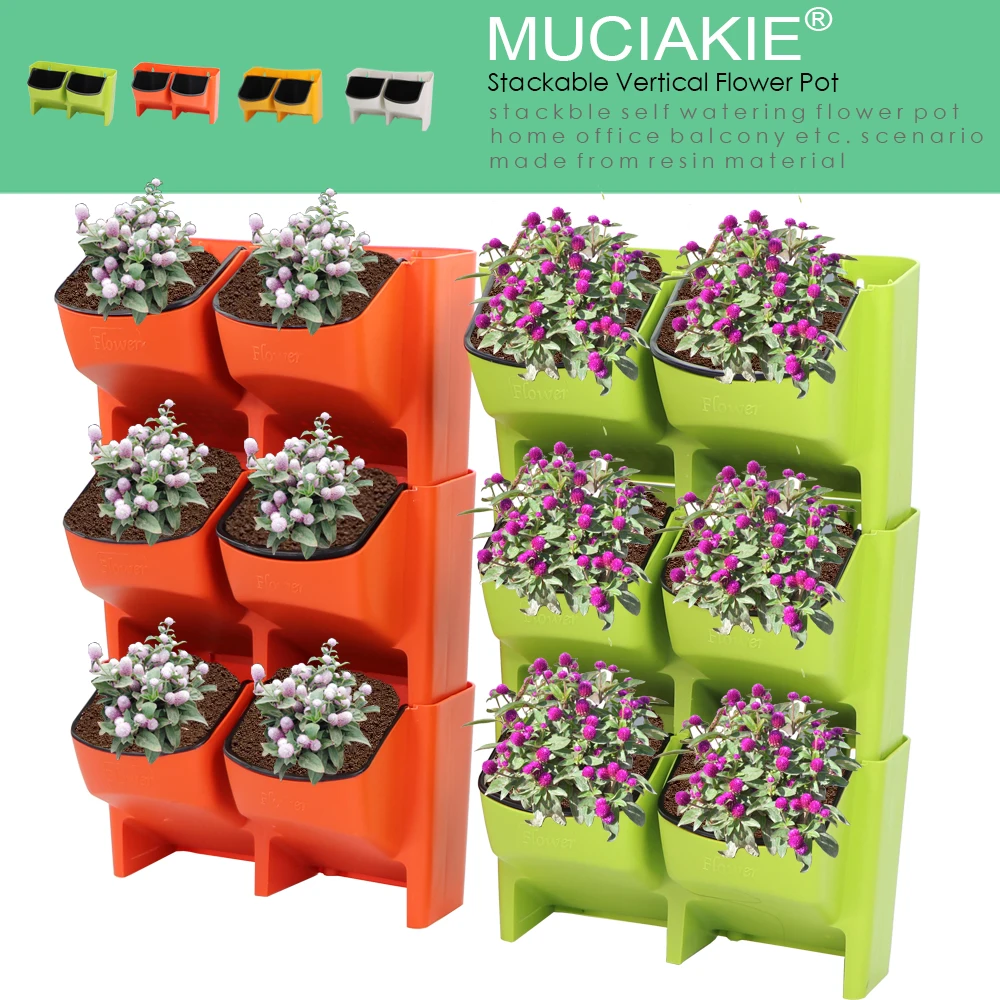 MUCIAKIE 1 шт. самополив 2 кармана Штабелируемый вертикальный садовый настенный