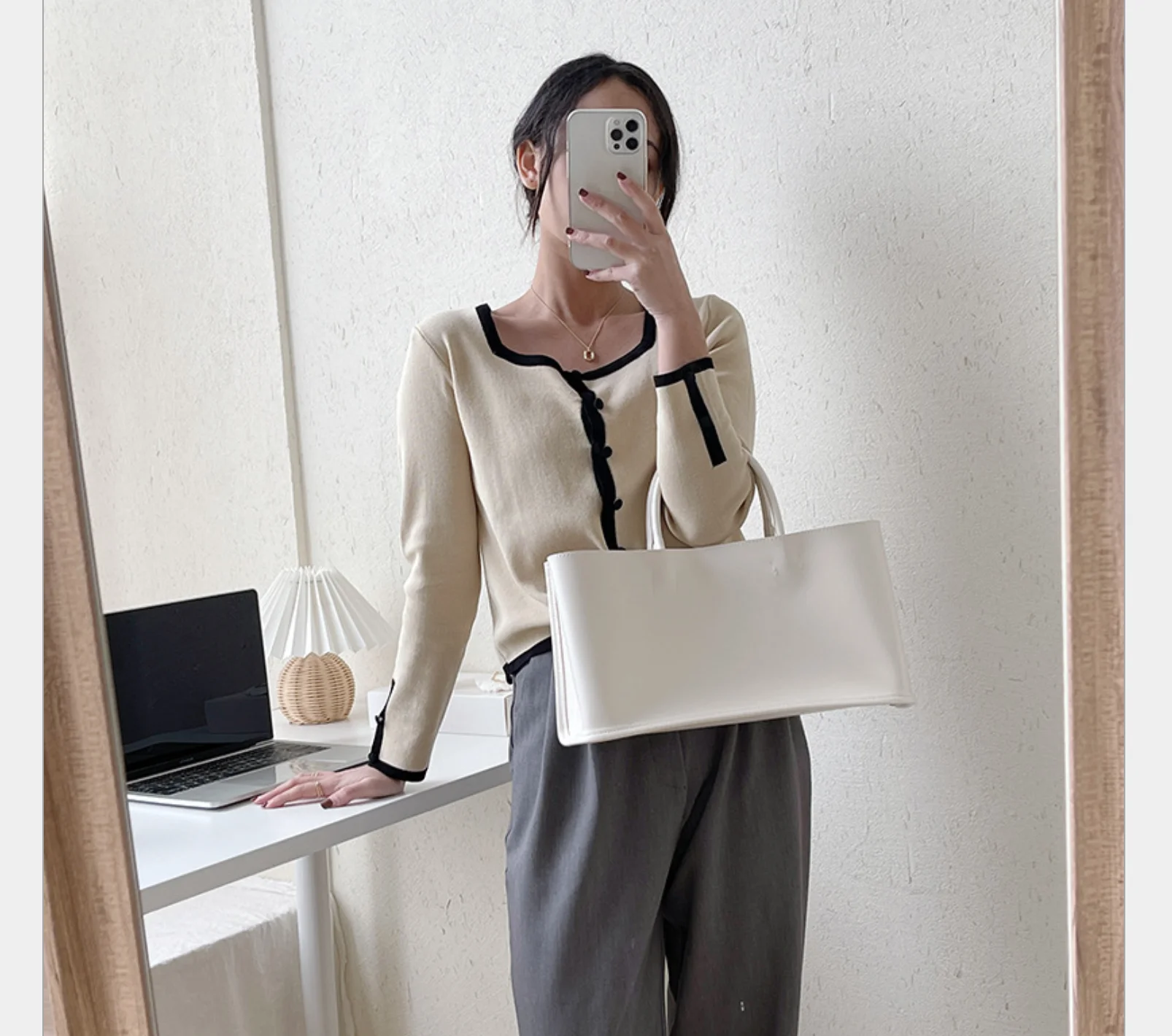 

Female Ins Fashion Solid Color PU Large Capacity Handbags 2021 Summer Korean Casual Commuter Horizontal Tote Bag TT008