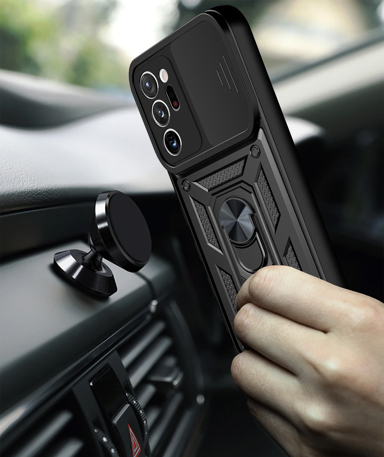 luxury anti fall armor ring bracket push window phone case for xiaomi redmi k40 11 11i 11x lite 4g 5g poco c3 m3 f3 pro pc cover free global shipping