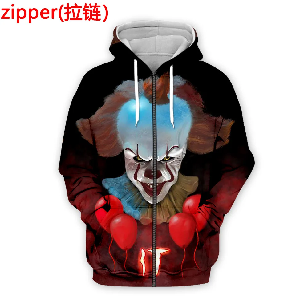 

PLstar Cosmos Halloween Pennywise IT Clown Stephen King's Horror Funny Tracksuit Long Sleeve Women/Men 3DPrint Men's Hoodies B6