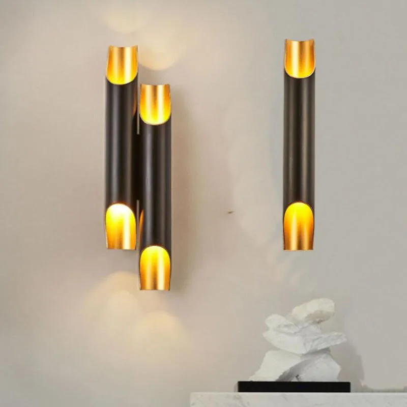 

Double Head Wall Lamp Living Room Wall Lighting Fixture Indoor Circular Tube Art Corridor Balcony Bedroom Bedside Wall Lamp