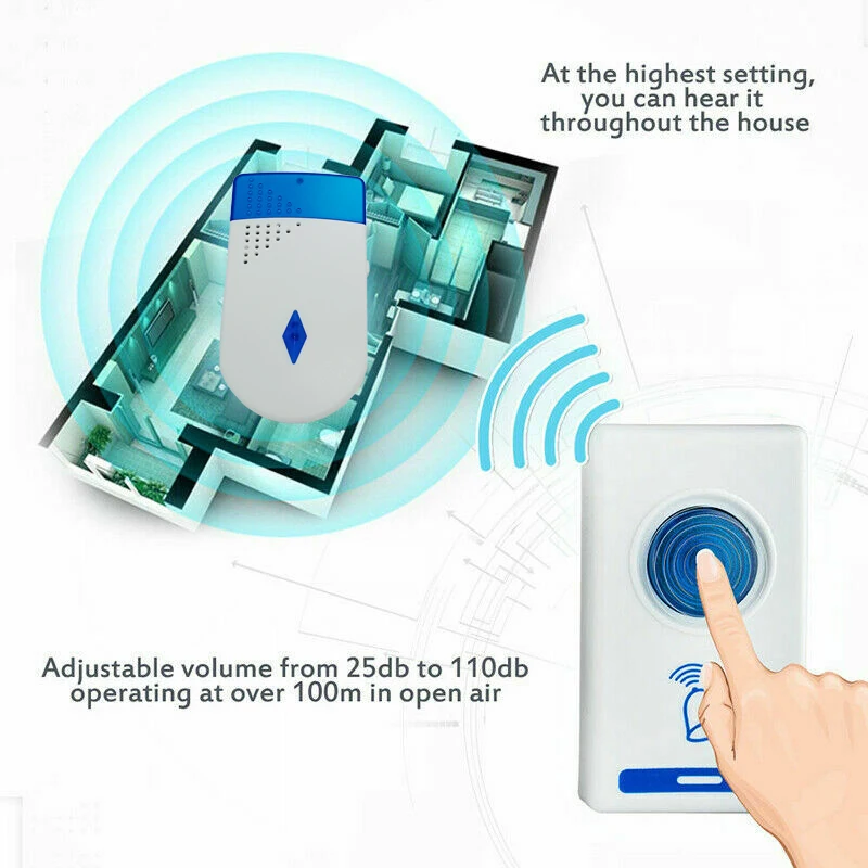 Кольцевой беспроводной дверной звонок в комплекте мигающий светодиодный
