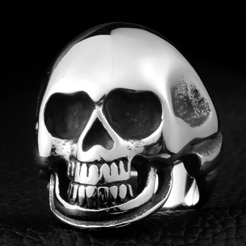 Мужские кольца в стиле ретро панк модные готические с черепом из нержавеющей