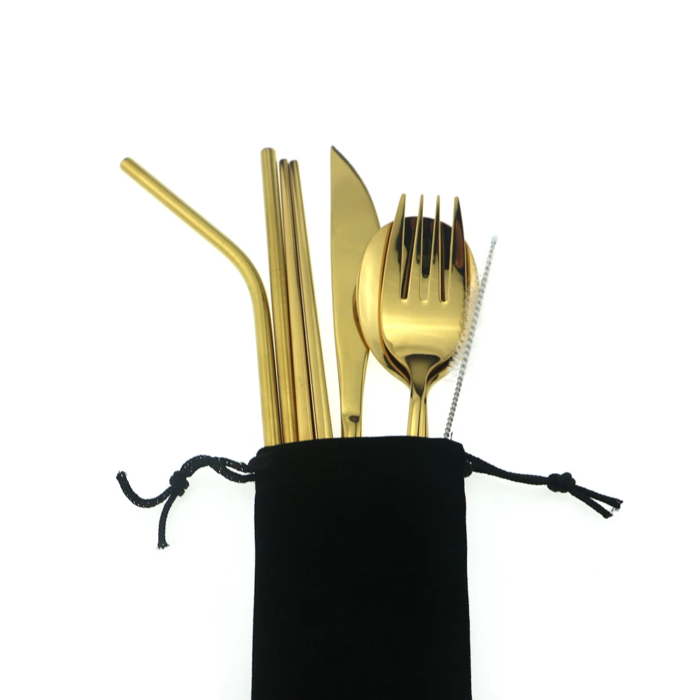 Набор разноцветных столовых приборов из нержавеющей стали с радужным покрытием 6