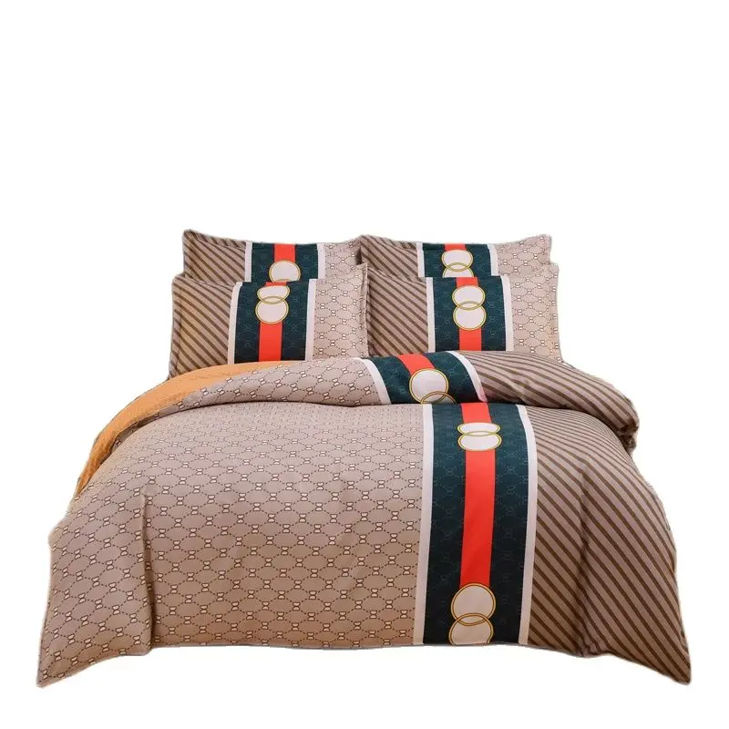 

2021 Bedding Set Luxurious Fresh Grid Adult Bed Linings Duvet Cover Bed Sheet Pillowcase