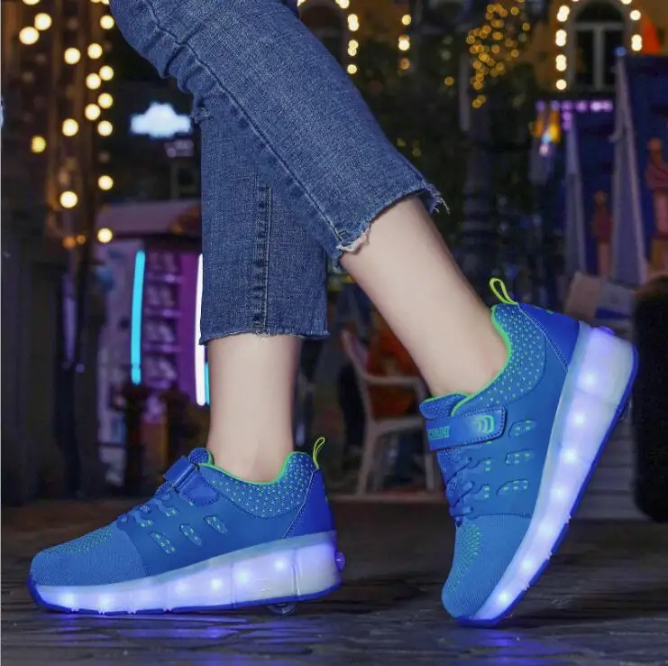 color 16 Heelies usb зарядка светодиодный светильник кроссовки с одним колесом мальчик девочка роликовые коньки повседневная обувь с роликом - Цвет: color 16