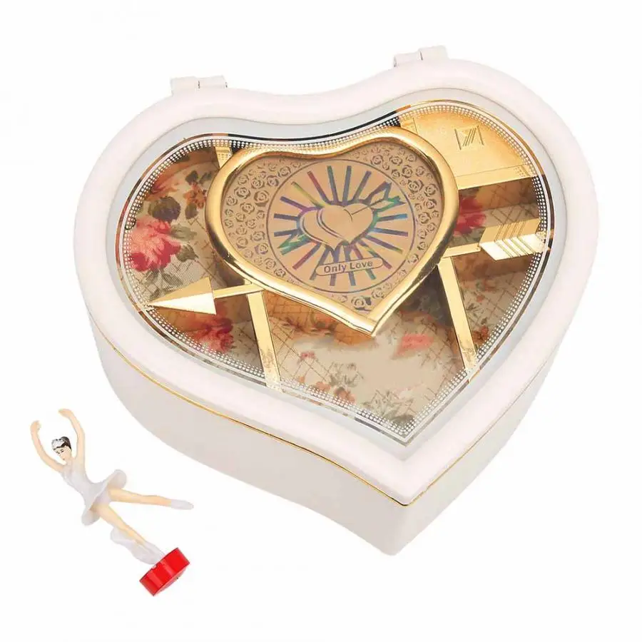 Деревянная танцевальная музыкальная шкатулка для девушек в форме сердца