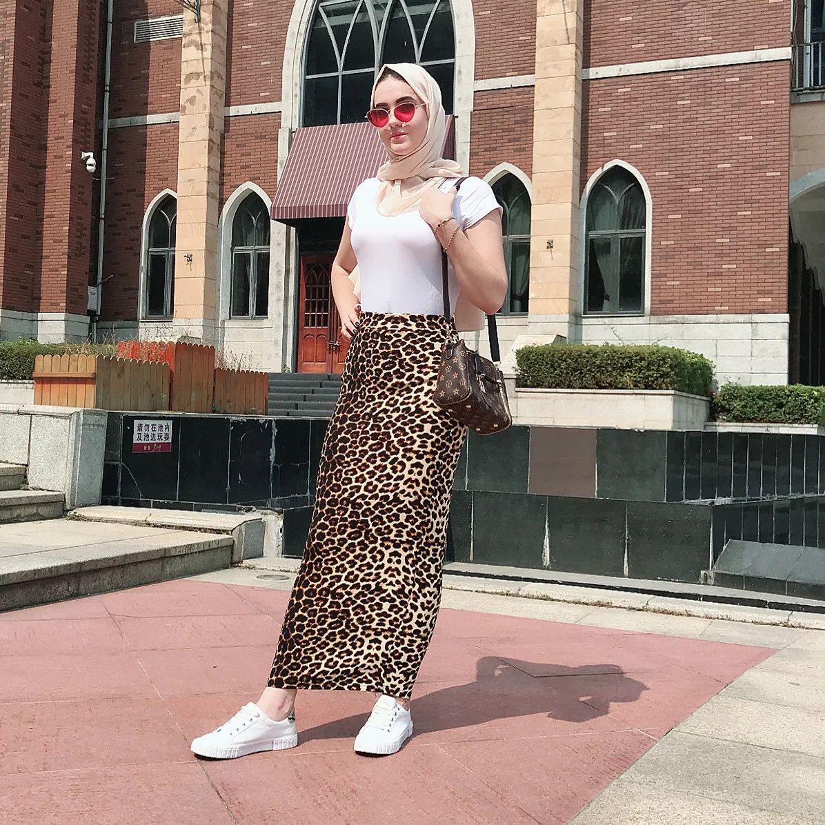 Юбка женская с леопардовым принтом модная эластичная облегающая длинная