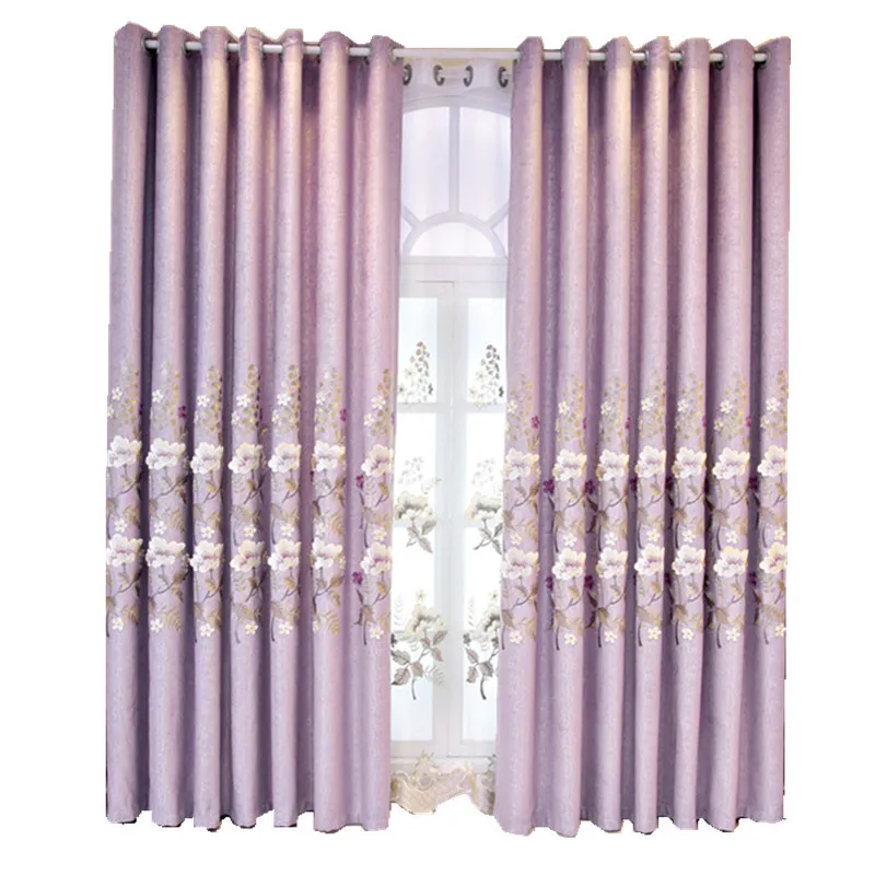 

NewPurple Luxury Beautiful Girl Princess Style Flower Jacquard Chenille Embroidery Curtains For Living Bedroom Dining Room