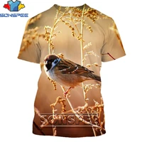 sonspee branch sparrow bird magpie 3d funny t shirt summer casual mens t shirt fashion streetwear ladies short sleeve top