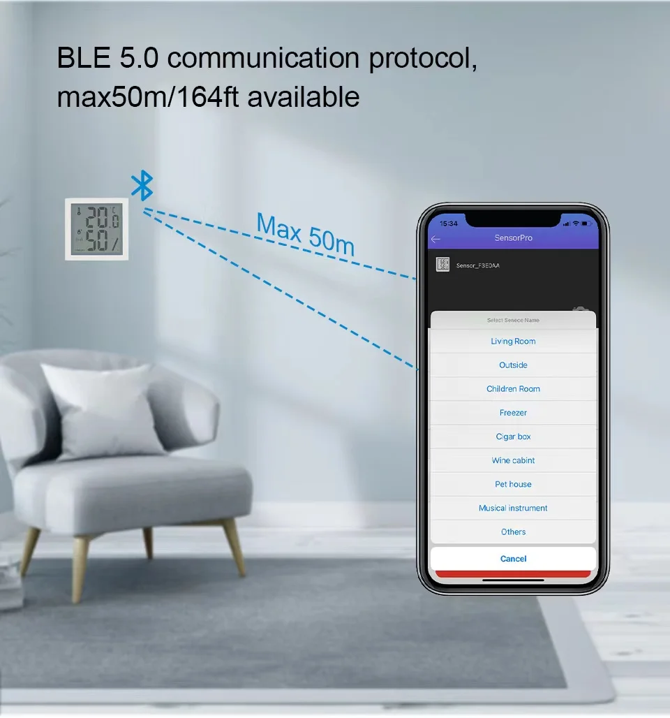 Bluetooth внешний зонд датчик температуры и влажности с ЖК-регистратором данных