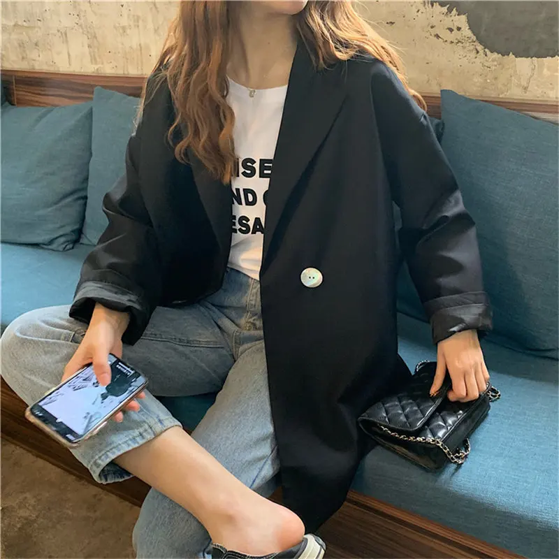 

HziriP All Match Women 2020 Stylish Gentle Streetwear Retro Chic Loose Solid Office Lady Fashion Vintage Office Lady Blazers