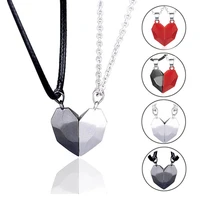 2pcs magnetic couple necklace 2021 new charm necklace astronaut lovers heart pendant distance faceted for women men jewelry