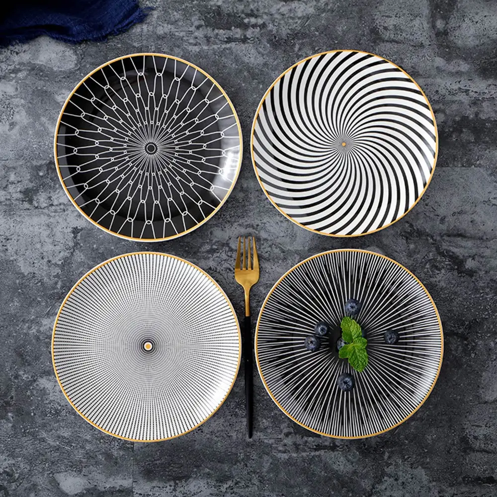 

1PC Tableware Phnom Penh Geometry Dinnerware 6 Inch Ceramic Dinner Tray Dish Porcelain Dessert Plate Dinnerware Cake Plate
