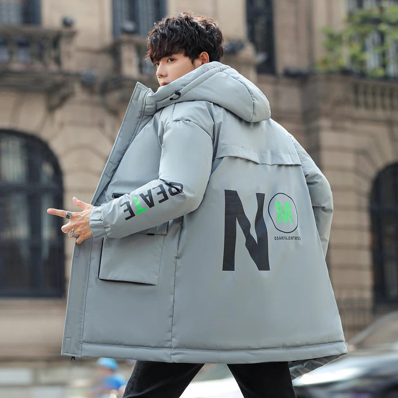 Classic Winter Men's Mid-Length Warm Thick Hooded Parkas Long Cotton-Padded Jackets Outwear Puffer Coats Windproof Tops Clothing