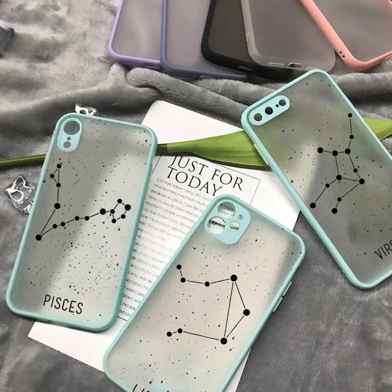 

Twelve Constellations Phone Case matte transparent For iphone 7 8 11 12 plus mini x xs xr pro max cover