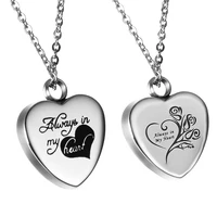 classic stainless steel ash pendant necklace mens women memorial jewelry carving always in my heart cremation urn necklaces