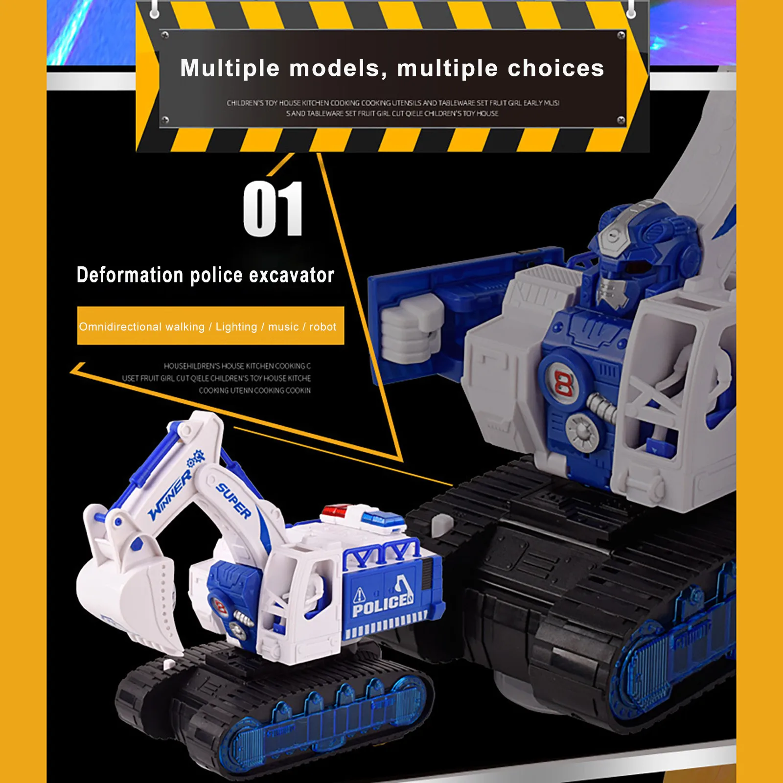 

Xmas Electric Excavator Children Deformation Car Robot Toys Engineering Car Gift Toy For Boys One Step Impact Vehicles Car