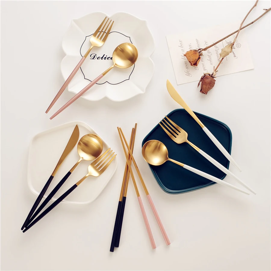 Столовая ложка столовые приборы из нержавеющей стали розовое золото кухонная